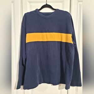 Vtg Abercrombie Performance Navy Blue Long Sleeve Shirt, Yellow, Size Large